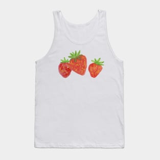 watercolour red strawberry watercolor strawberries food healthy fruits yummy Tank Top